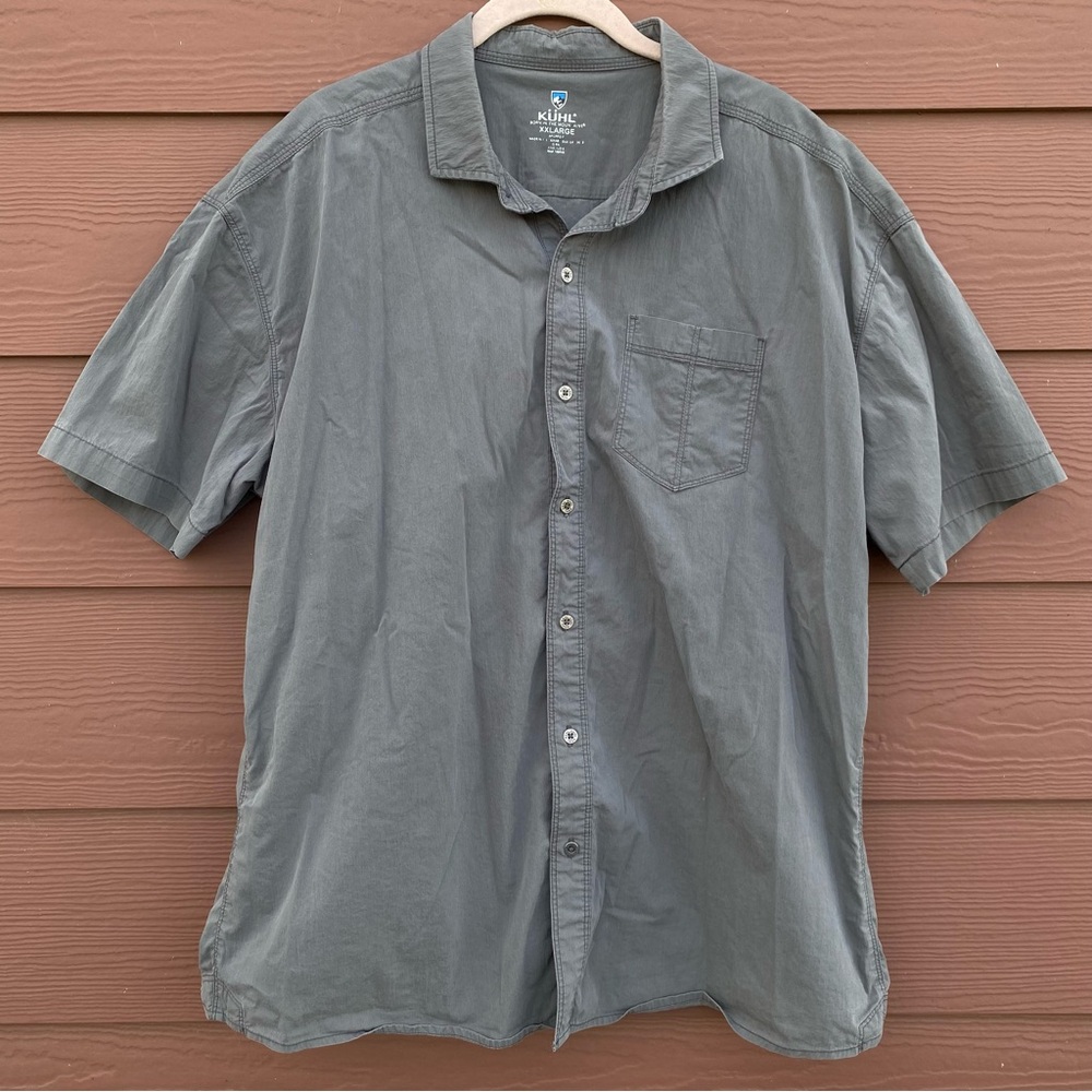 Kuhl Men’s Short Sleeve Gray Collared Casual Button Down Shirt Size XXL